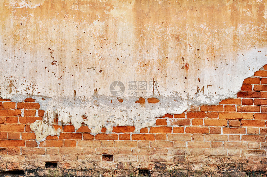 旧砖墙古董墙纸构造建造橙子水泥房子图片