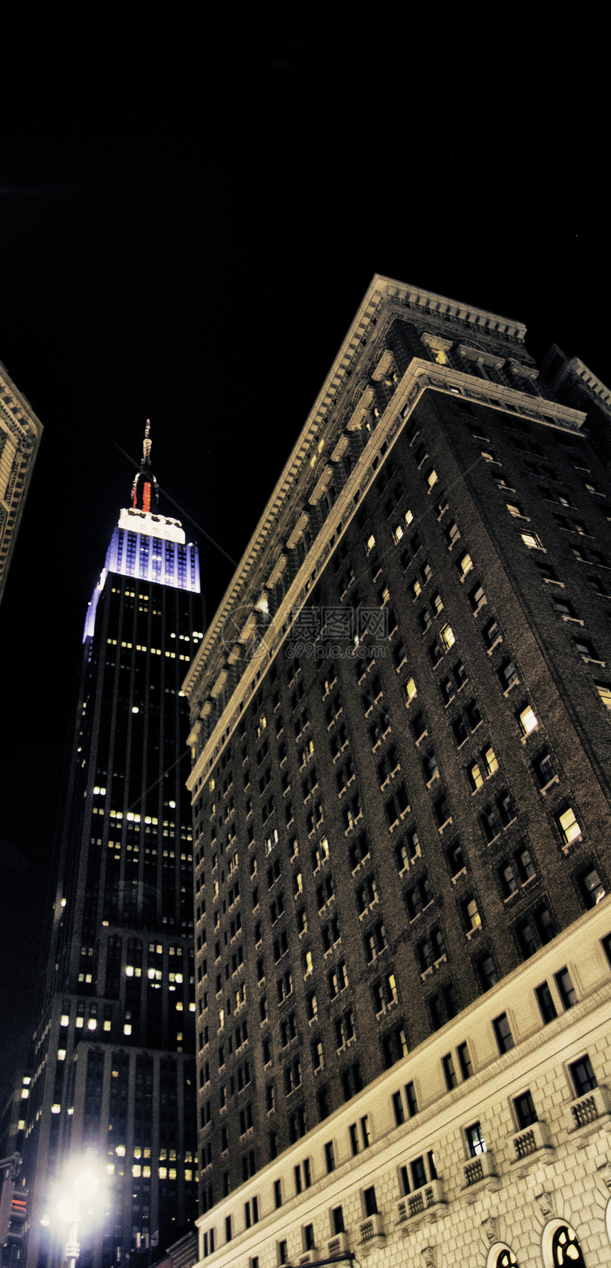 纽约市晚夜外出天空大桥花园紫色帝国街道市中心办公室公寓场景建筑学世界图片