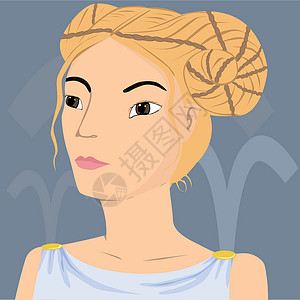 艾格罗亚亚里斯艾瑞斯索迪亚克标志编织风格八字女士女孩女性喇叭金发女郎插画
