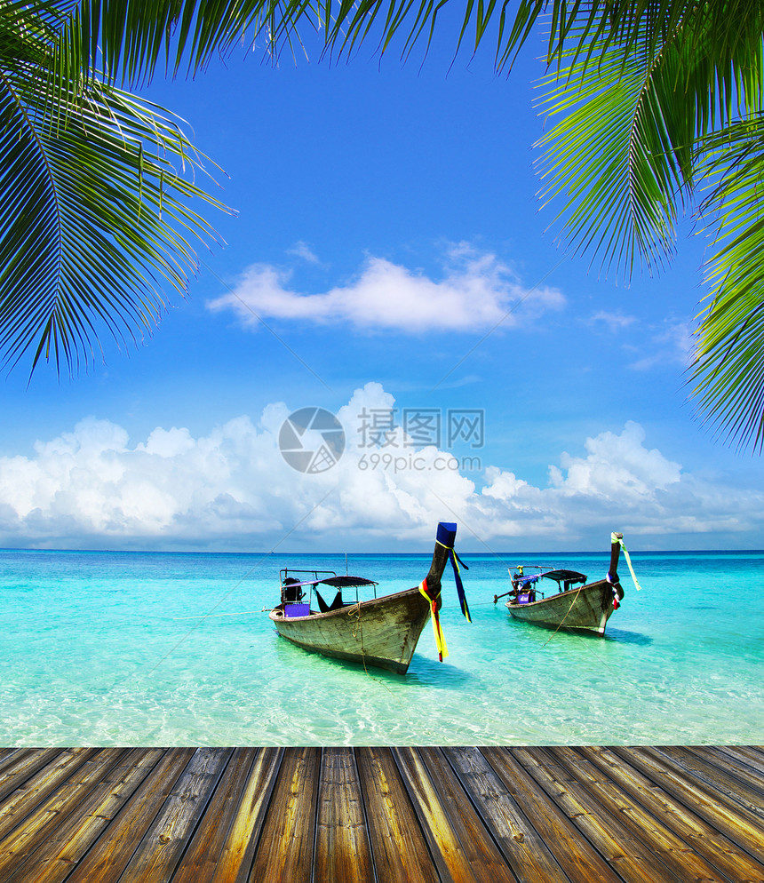 热带海洋晴天放松冲浪蓝色太阳海浪海景旅行天空阳光图片