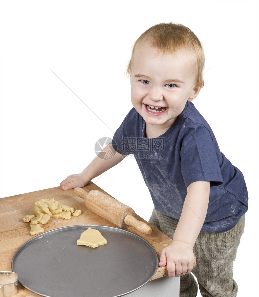 儿童做饼干家庭面团糕点蛋糕厨房面粉甜食营养品食物擀面杖图片