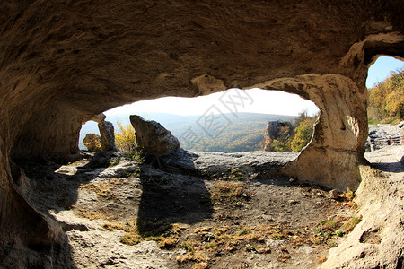 乌克兰克里米亚州爱斯基凯门山洞城乌克兰热带天空海岸线旅行场景天堂风景爬坡季节地平线背景