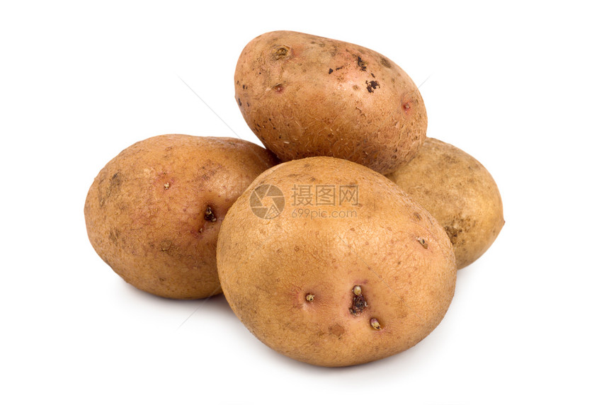 3个土豆 在白色上被孤立图片