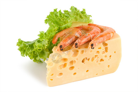 带虾的奶酪背景图片