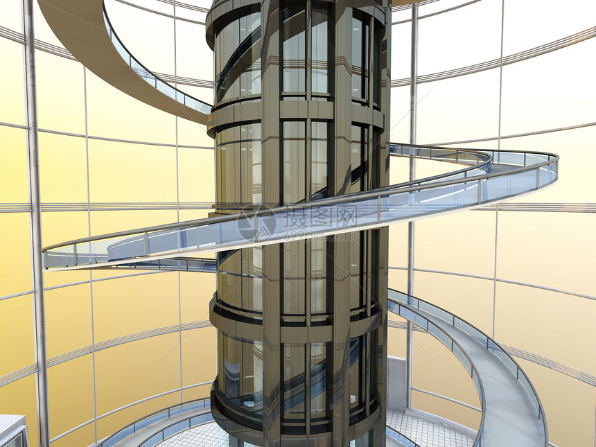 未来派建筑门厅走廊楼梯科幻科学入口火车财产插图房子图片