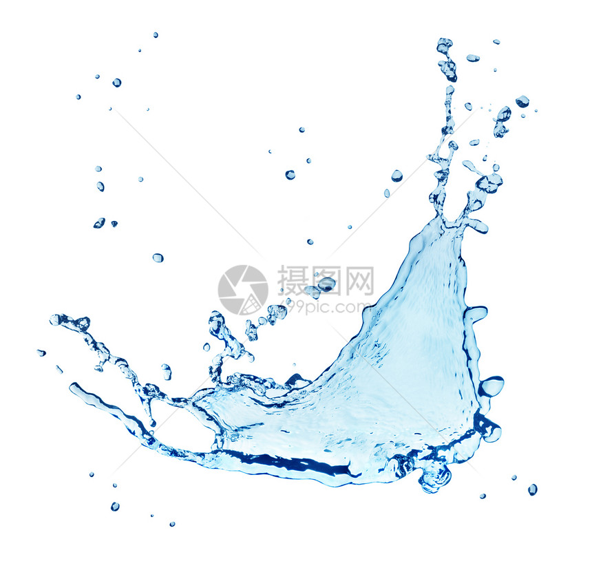 蓝色水喷液体飞溅图片