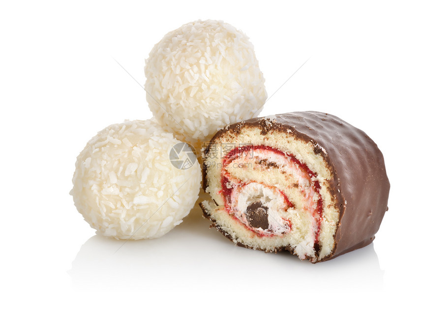 椰子饼干食物巧克力宏观小吃甜食图片