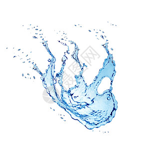 孤立的蓝色水喷飞溅液体背景图片