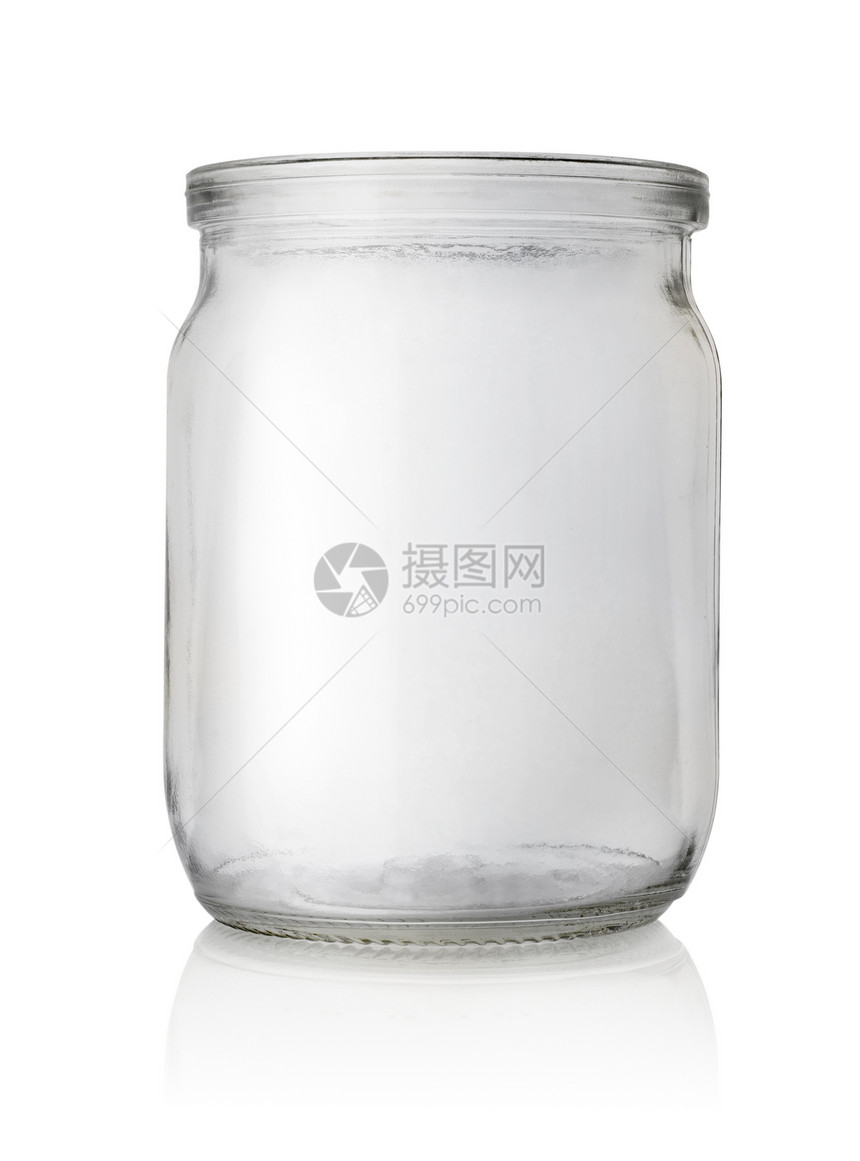 孤立的空玻璃罐餐具圆圈行业设备白色灰色食品工作室影棚宏观图片