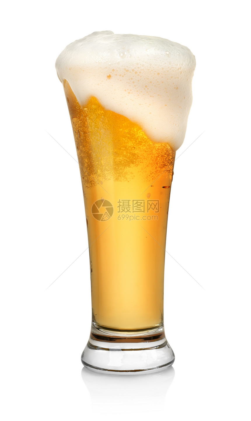啤酒杯金子影棚泡沫对象色彩酒精玻璃黄色白色橙子图片