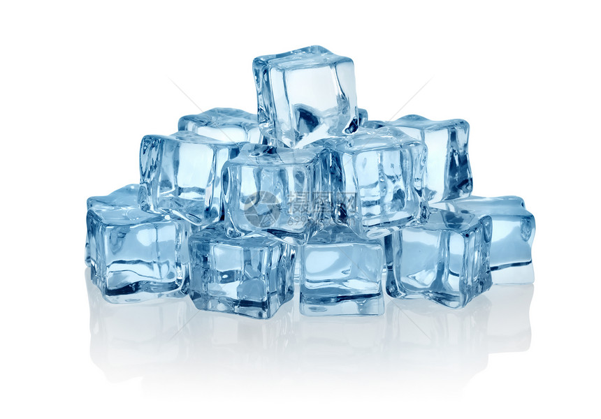 冰立方体折射形状反射白色冰晶水晶玻璃立方体冷藏图片