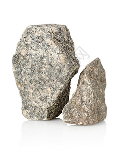 两块石头岩石水平灰色碎屑影棚建材碎石花岗岩白色背景图片