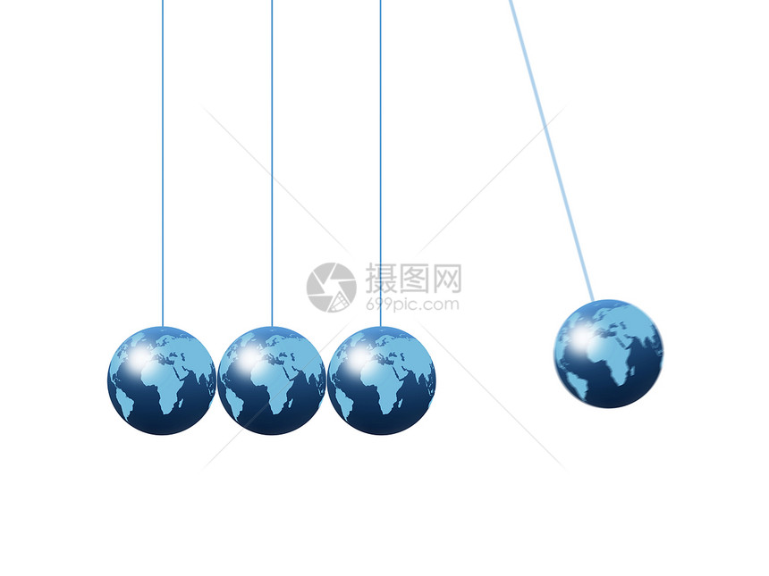 牛顿摇篮游戏金属闲暇摇篮地球运动经济物理平衡蓝色图片