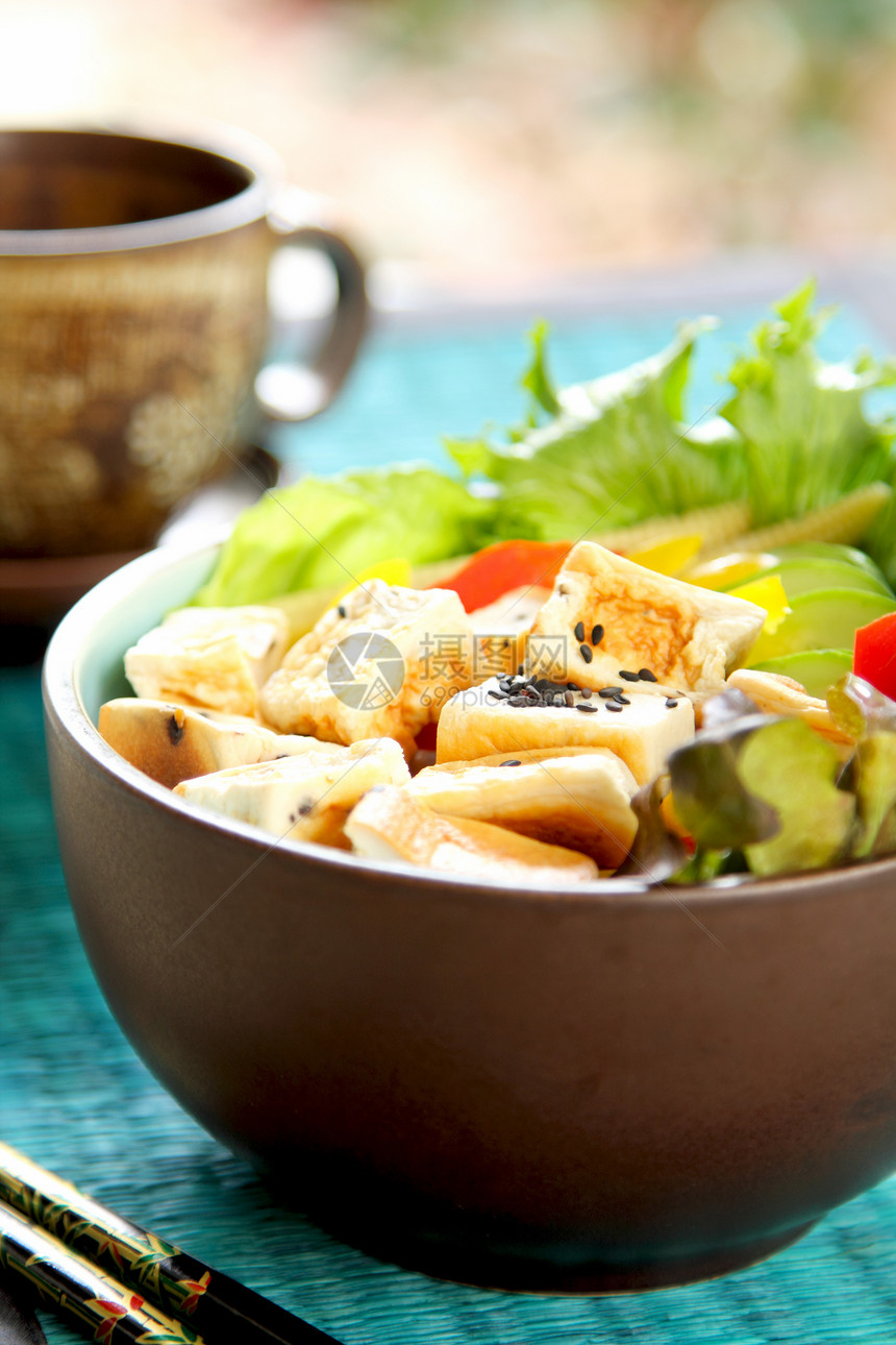 豆腐沙拉美味生物胡椒低脂肪低热量闲暇大豆生菜矿物饮食图片