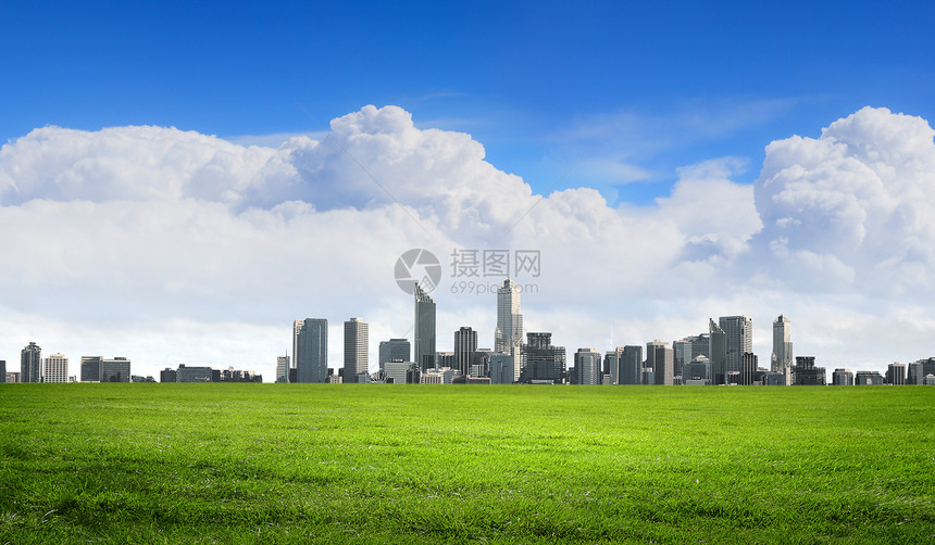 现代城市形象蓝色天际卡通片建筑地标天空景观旅行市中心反射图片