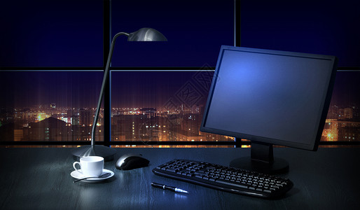 夜间办公室工作电话公司景观职业建筑天空窗户电脑建筑学背景图片