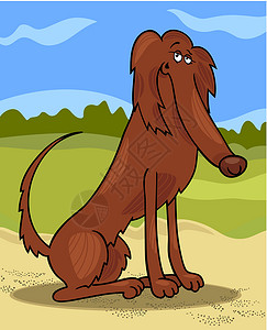 有趣棕色狗野兽养狗犬漫画插图红色棕色二传手快乐犬类绘画天空乡村鼻子吉祥物插画