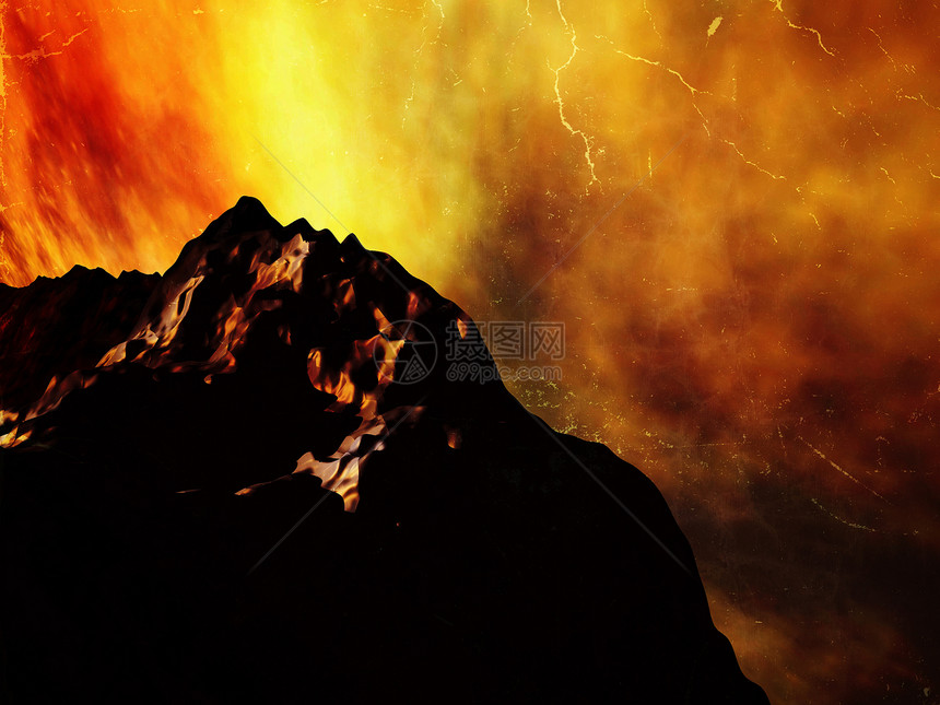 火山爆发地球国家陨石休眠力量蒸汽全景岩石日落冒险图片