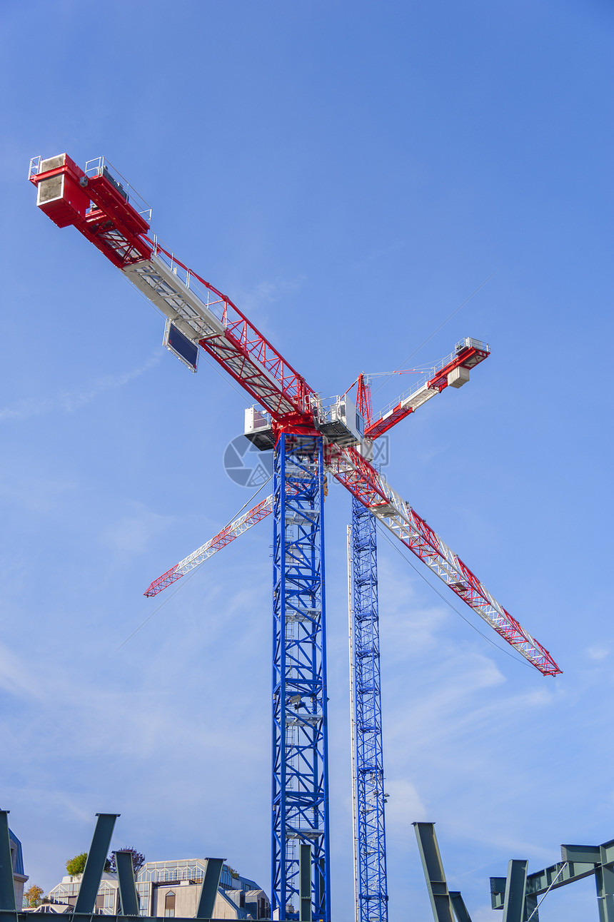 建筑起重机天空建造财产机械建筑学摩天大楼机器工业晴天风景图片