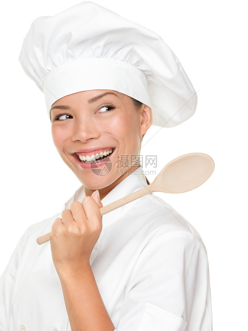 女厨师笑得开心图片