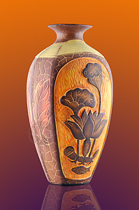 陶瓷氨光花瓶陶器装饰品手工古董棕色历史文化艺术文物背景图片