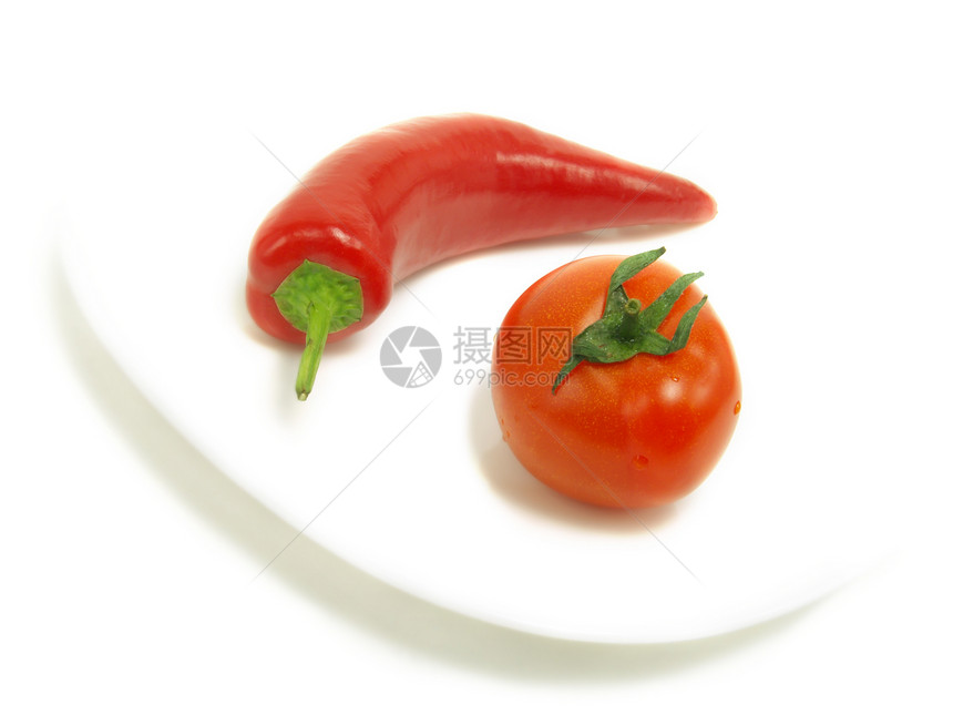 辣辣辣椒和新鲜番茄图片