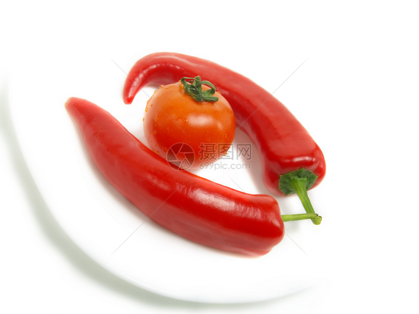 辣椒和番茄健康寒冷味道健康饮食维生素素食蔬菜胡椒营养盘子图片