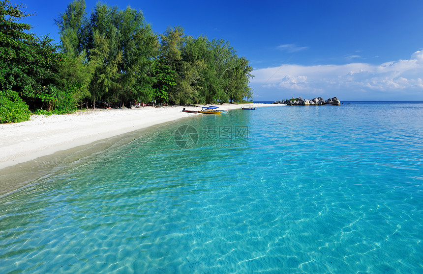 美丽的海滩旅行热带天空海景海岸线假期海洋蓝色棕榈风景图片