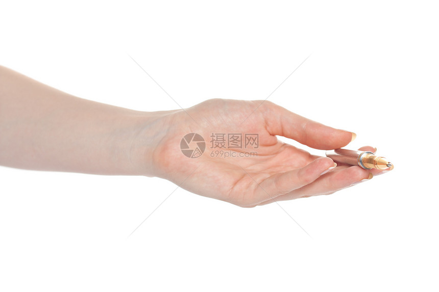 女人的手给笔绘画签名商业金属学习金子笔记手指文档合同图片