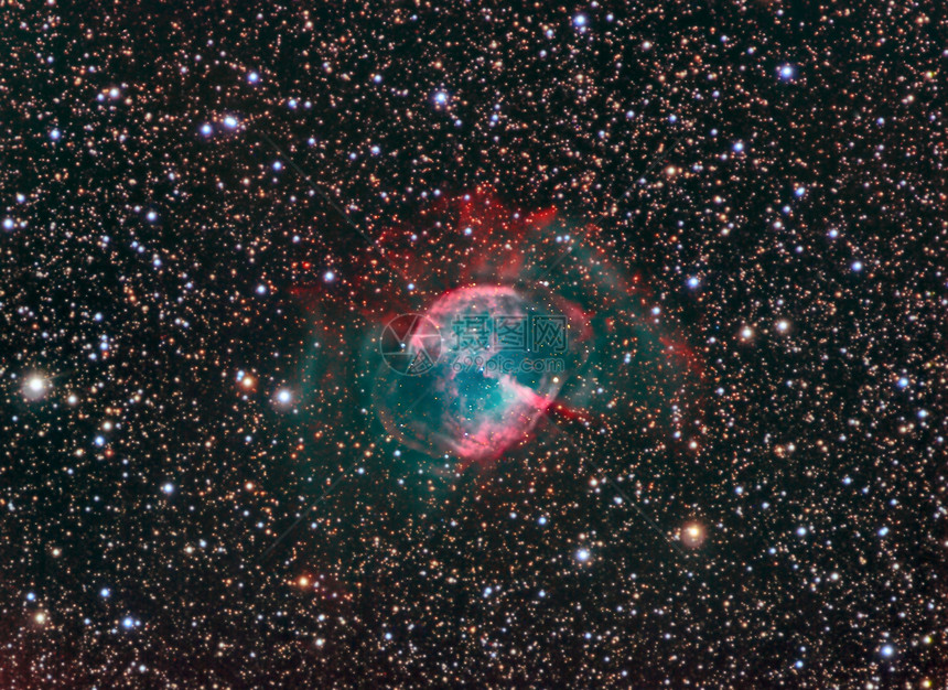 M27 哑铃星云银河蓝色宇宙辉光红色行星月亮星际星系螺旋图片