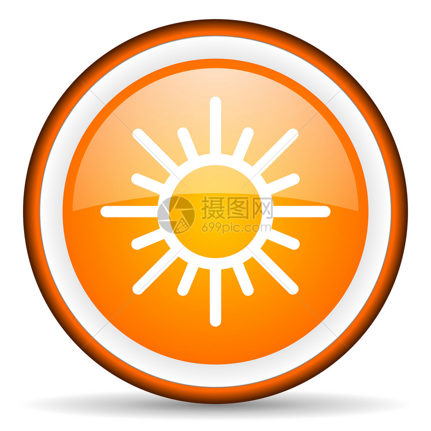 白色背景上的橙色太阳光环图标图片