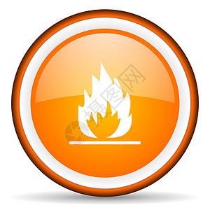 圆形火素材白色背景上火焰橙色的圆形图标背景