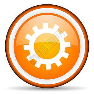 圆形齿轮白色背景上的橙色圆形图标电话链轮工作公司作坊乐器服务手机网络网站背景