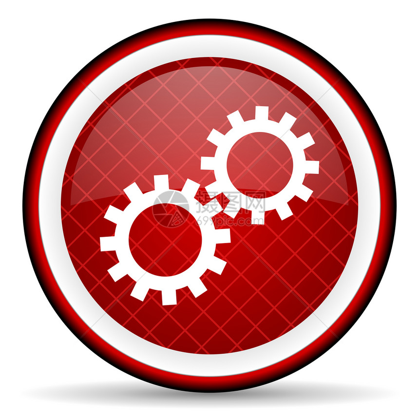 白色背景上的红色光滑图标作坊按钮力量互联网网络机械钥匙合作社网站工程图片