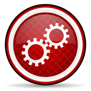 白色背景上的红色光滑图标作坊按钮力量互联网网络机械钥匙合作社网站工程背景图片