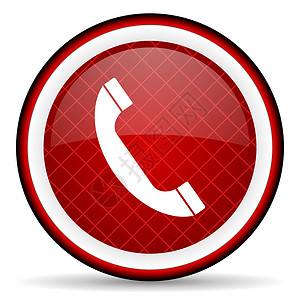 白色背景上的红色红光标图标网站商业讲话电话细胞互联网帮助手机网络圆形背景图片