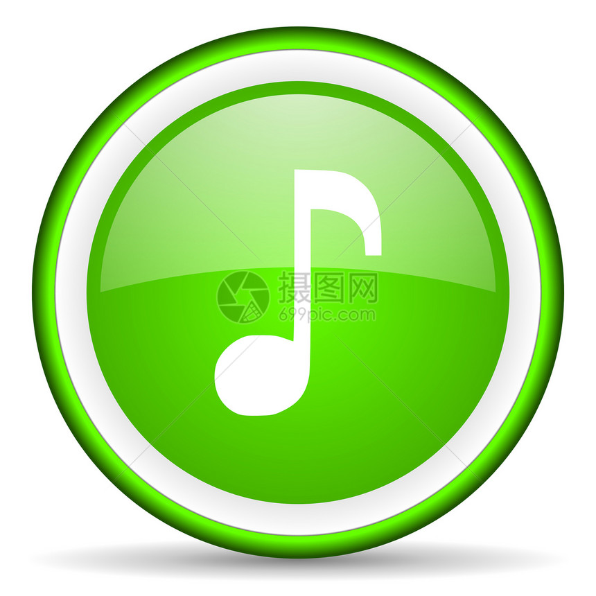 白色背景上的绿色音乐绿光图标网络音乐播放器音乐会互联网控制蓝色笔记商业艺术手机图片