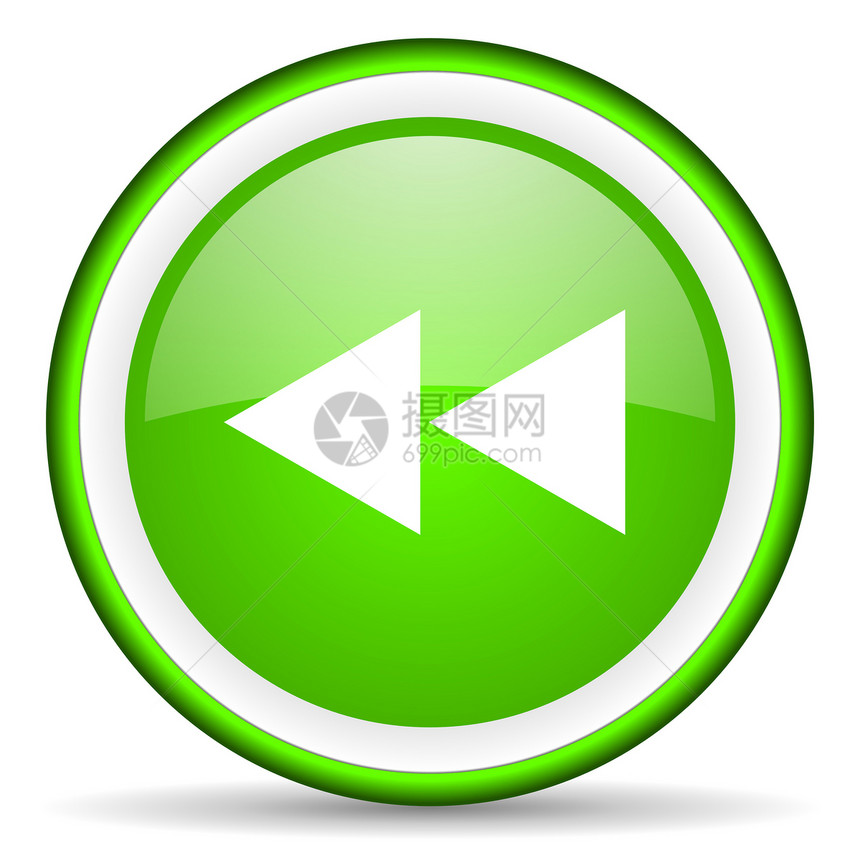 白色背景上的绿色光滑滚动图标商业玩家电视音乐音乐播放器电话控制生态网络网站图片