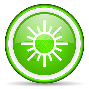 白色背景上的绿色太阳绿光图标背景图片