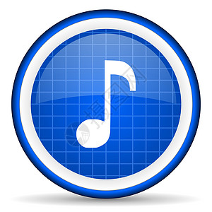 白色背景上的蓝色音乐闪光图标歌曲艺术立体声互联网音乐播放器溪流商业声学控制电话背景图片