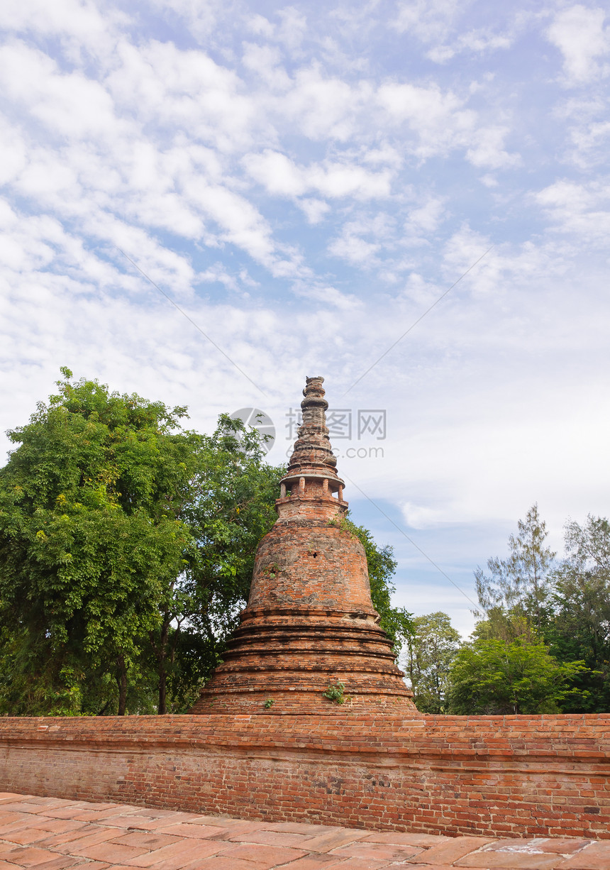 古代古寺庙的古塔历史性艺术历史宗教公园古董建筑学纪念碑文化王国图片