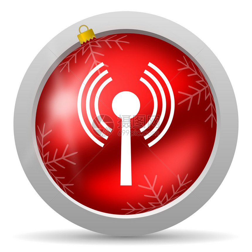 白色背景上的 wififi 红色光滑的圣诞节图标图片