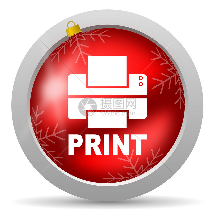 白色背景上的红色红光色圣诞节图标激光报纸按钮互联网打印工具网站网络外设印刷图片