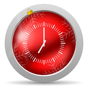 时钟LOGO白色背景上的红色时钟红光的圣诞节图标背景