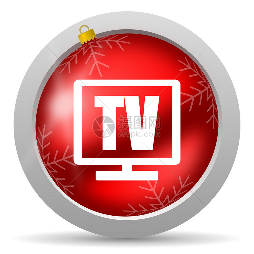 白色背景上的 tv 红光色圣诞节图标电话钥匙展示红色手表日程运河按钮电视屏幕图片