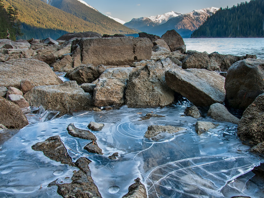 Cheakamus 冰湖沿岸海岸图片