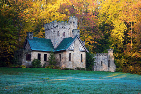 俄亥俄城堡威洛比山的斯奎尔城堡背景
