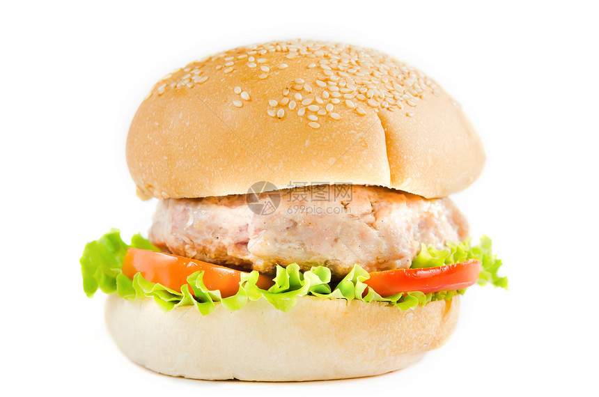 大汉堡快餐芝麻食物白色面包蔬菜包子图片