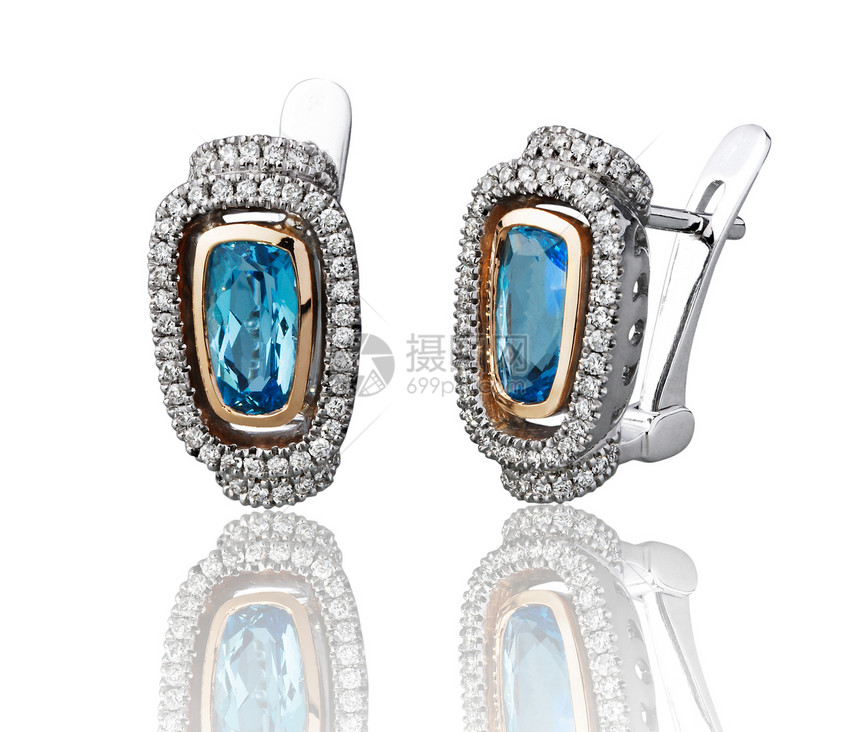 钻石和蓝宝石耳环的精美设计图片