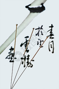 针刺针康复竹子植物绿色治愈医疗树叶治疗中医叶子背景图片